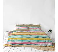 Set Copripiumino Microfibra Fashion, Lavorato in Italia - Parure Copri Piumino - Sacco Piumone 250x200 cm con Patella e Federe Cuscino, Matrimoniale, Fez