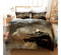 Set copripiumino militare 3D Tank Battlefield set biancheria da letto federe 64