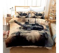 Set copripiumino militare carro armato 3D set biancheria da letto federe
