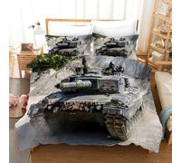 Set copripiumino militare carro armato 3D set biancheria da letto federe 64