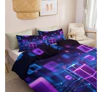 Set Copripiumino Missione Reversibile 3 Pezzi, Geometrico Cubo Morbida e Traspirante Biancheria da Letto, Perfetto per Tutte le Stagioni Copripiumino 240 x 220 cm