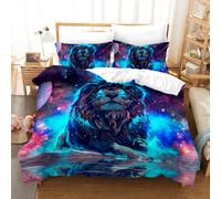 Set copripiumino modello artistico estetico leone 3D set biancheria da letto ...