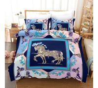 Set copripiumino modello artistico puzzle cavallo 3D set biancheria da letto ...