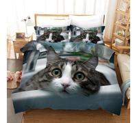 Set copripiumino modello gatto carino 3D set biancheria da letto federe 64