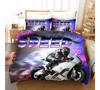 Set copripiumino modello motociclista 3D set biancheria da letto federe 64