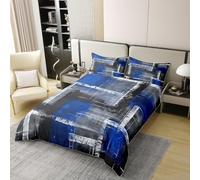 Set copripiumino moderno in 100% cotone, per letto king size, motivo geometrico astratto, 3 pezzi, blu, nero, grigio, decorazione per la camera dei bambini, ragazzi e ragazze, 2 federe, senza piumino