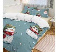 Set copripiumino natalizio con pupazzo di neve, 3 pezzi, con 2 federe, con chiusura a cerniera, morbido, per tutte le stagioni, 201 x 229 cm