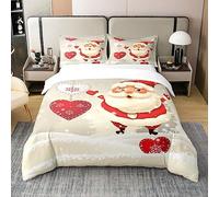 Set copripiumino natalizio per bambini, in cotone, per letto matrimoniale, con gnomo e Babbo Natale, per ragazzi e ragazze, per camera da letto e bambini, grazioso set copripiumino con cuore e scritta
