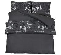Set copripiumino nero 140 x 200 cm, 100% cotone con federa 65 x 65 cm, facile da pulire, antipiega, standard 100 Oeko-Tex, per camera da letto e comfort durante il sonno, moderno ed elegante