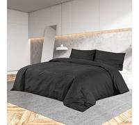 Set copripiumino nero cotone 140 x 200 cm con federa 65 x 65 cm, facile da pulire, antipiega, standard 100 OEKO-TEX, look moderno per camera da letto, elevato comfort durante il sonno