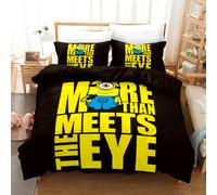 Set copripiumino nero modello cartone animato Minions 3D set biancheria da le...