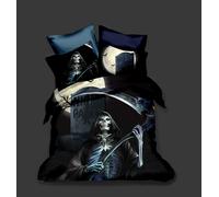 Set copripiumino nero modello scimitarra teschio 3D set biancheria da letto f...