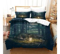 Set copripiumino notte foresta angelo dinosauro 3D set biancheria da letto fe...