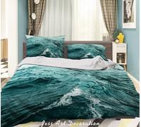 Set copripiumino paesaggio onde marine 3D set biancheria da letto federe