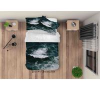Set copripiumino paesaggio onde marine 3D set biancheria da letto federe