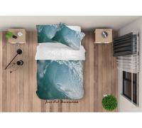 Set copripiumino paesaggio onde marine 3D set biancheria da letto federe 64