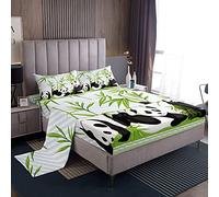 Set Copripiumino Panda, adorabile set di biancheria da letto per bambini, ragazzi, ragazze, adolescenti, cartone animato, lenzuolo gigante panda, foglie verdi, set letto, 4 pezzi, misura matrimoniale