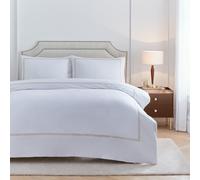 Set copripiumino Paoletti Elara - Set di biancheria da letto di lusso in cotone a 200 fili con bordo ricamato (Champagne - King)