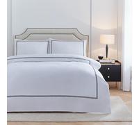 Set copripiumino Paoletti Elara - Set di biancheria da letto di lusso in cotone a 200 fili con bordo ricamato (Nero - Doppio)