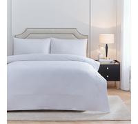 Set copripiumino Paoletti Elara - Set di biancheria da letto di lusso in cotone a 200 fili con bordo ricamato (Bianco - Doppio)