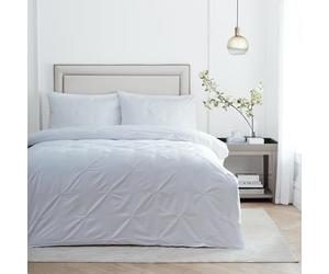 Set copripiumino Paoletti Elysia - Set di biancheria da letto di lusso in cotone a 200 fili con pieghe pizzicate e ricamo (Bianco - Super King)