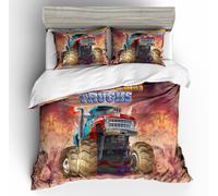 Set copripiumino per bambini 3D Monster Truck Fire Cartoon set lenzuola feder...