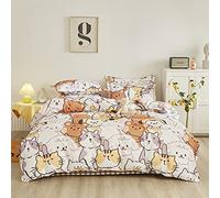 Set copripiumino per bambini e ragazze, per letto singolo, con simpatico gattino, set di biancheria da letto per cani e gattini Kawaii, reversibile, per bambini,