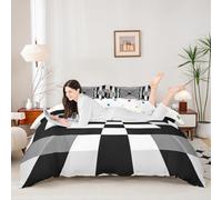 Set copripiumino per bambini, motivo geometrico a quadri, decorazione per camera da letto per ragazzi e ragazze, motivo astratto dinamico reticolato, senza piumino
