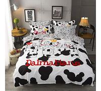 Set copripiumino per cani carino per bambini Set di biancheria da letto per animali dalmata con cucciolo di cartone animato, taglia singola,