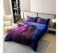 Set copripiumino per letto king size, motivo donna nera, stile urbano, decorazione per la camera da letto, per bambini, ragazzi e adulti, copripiumino trapuntato con cuore rosa fluo, street art, 2