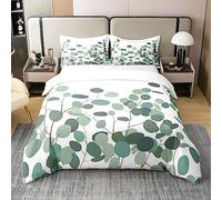 Set copripiumino per letto matrimoniale, 100% cotone, motivo foglie tropicali, 100% cotone, per bambini, ragazzi, ragazze, adolescenti, decorazione per la stanza, set copripiumino botanico con rami di