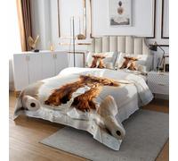 Set copripiumino per letto singolo, motivo animali della fattoria, decorazione per camera da letto per bambini, ragazze e ragazzi, stile retrò rustico con 1 federa, giallo chiaro e blu