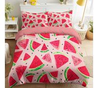 Set copripiumino per letto super king size, comodo e confortevole, non si stira, super morbido, con 2 federe, frutta, estate, anguria, fresco, allegro, rosa, magenta