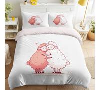 Set copripiumino per pecore, animali, uno 3 parti, 135 x 200 cm, nero, camera da letto, biancheria da letto per coppie, biancheria da letto morbida con 2 federe, microfibra morbida al tatto, facile da
