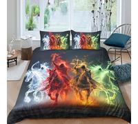 Set Copripiumino Per Piume Di Cavaliere del destino 3D Arte Set Biancheria Da Letto Con Chiusura A Cerniera E 2 Federe Bassa Allergia Set Da 3 Pezzi Per Bambini,Ragazzi E Ragazz King（220x240cm）