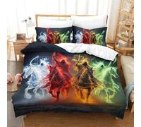 Set Copripiumino Per Piume Di Cavaliere del destino 3D Arte Set Biancheria Da Letto Con Chiusura A Cerniera E 2 Federe Super Morbido 3 Pezzi Per Coppia Adulti Single（140x200cm）