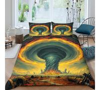 Set Copripiumino Per Piume Di Tornado nucleare 3D Arte Set Biancheria Da Letto Con Chiusura Lampo E 2 Federe Super Morbido Set Da 3 Pezzi Per Ragazzi E Ragazze King(220x240cm)