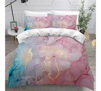 Set copripiumino reversibile 240 x 260 cm, in marmo, set da letto matrimoniale, in marmo rosa, 3 pezzi, set da letto con 2 federe 50 x 75 cm, motivo ragazza ragazzo decorazione camera