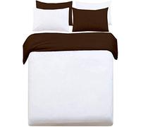 Set copripiumino reversibile da 5 pezzi, 400 fili, con chiusura a cerniera e set copripiumino in 100% cotone egiziano, bianco e cioccolato solido, dimensioni superking.