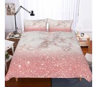 Set copripiumino rosa motivo marmo 3D set biancheria da letto federe 64