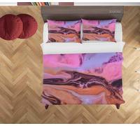 Set copripiumino rosa motivo trama marmo 3D set biancheria da letto federe