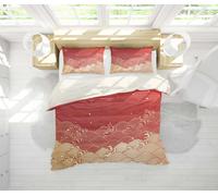 Set copripiumino rosso con motivo a righe onde 3D copripiumino federe per len...