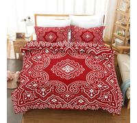 Set copripiumino rosso modello semplice linee geometriche 3D set lenzuola federe