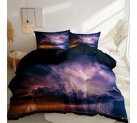 Set copripiumino Scenario del cielo, tuoni e fulmini, shock 3 pezzi,reversibile Nero Parure Copri Piumone Sacco e 2 Federe con Stampa 220 x 240 cm