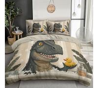 Set Copripiumino Set Biancheria da Letto in Microfibra, 3D Vasca Da Bagno Animali Tirannosauro Rex Anatra Copripiumini con Federa, Super King Copripiumino 3 Pezzi con Chiusura A Cerniera, Crema