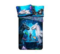 Set copripiumino singolo 100% cotone, motivo: draghi come addestrare il tuo set copripiumino singolo - dimensioni europee: 140 cm x 200 cm/70 m x 90 cm