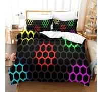 Set Copripiumino Singolo 135x200 Alveare Microfibra Morbida Biancheria da Letto Stampa 3D Geometria Fantastica Copripiumino con Cerniera con 2 Federe 50x80 cm e.1727