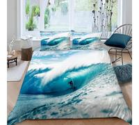 Set Copripiumino Singolo 135x200 cm Surf Set di Biancheria da Letto in Morbido Traspirante Microfibra 3D Sport Estremi con Copripiumino e 2 Federe 50x80 cm D-2233