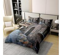 Set Copripiumino Singolo 135x200 cm Una Vecchia Strada 3D Stampato Copri Piumino Patrimonio Storico Morbido Comodo Microfibra Copripiumino con Cerniera con Federa 50x80 cm e-3721