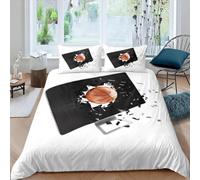Set Copripiumino Singolo 135x200 Pallacanestro Microfibra Morbida Biancheria da Letto Stampa 3D Stile Sportivo Copripiumino con Cerniera con 2 Federe 50x80 cm f.3932